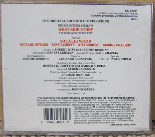 West Side Story - Original Soundtrack - Sony CD 1992 - Bild 2 von 3