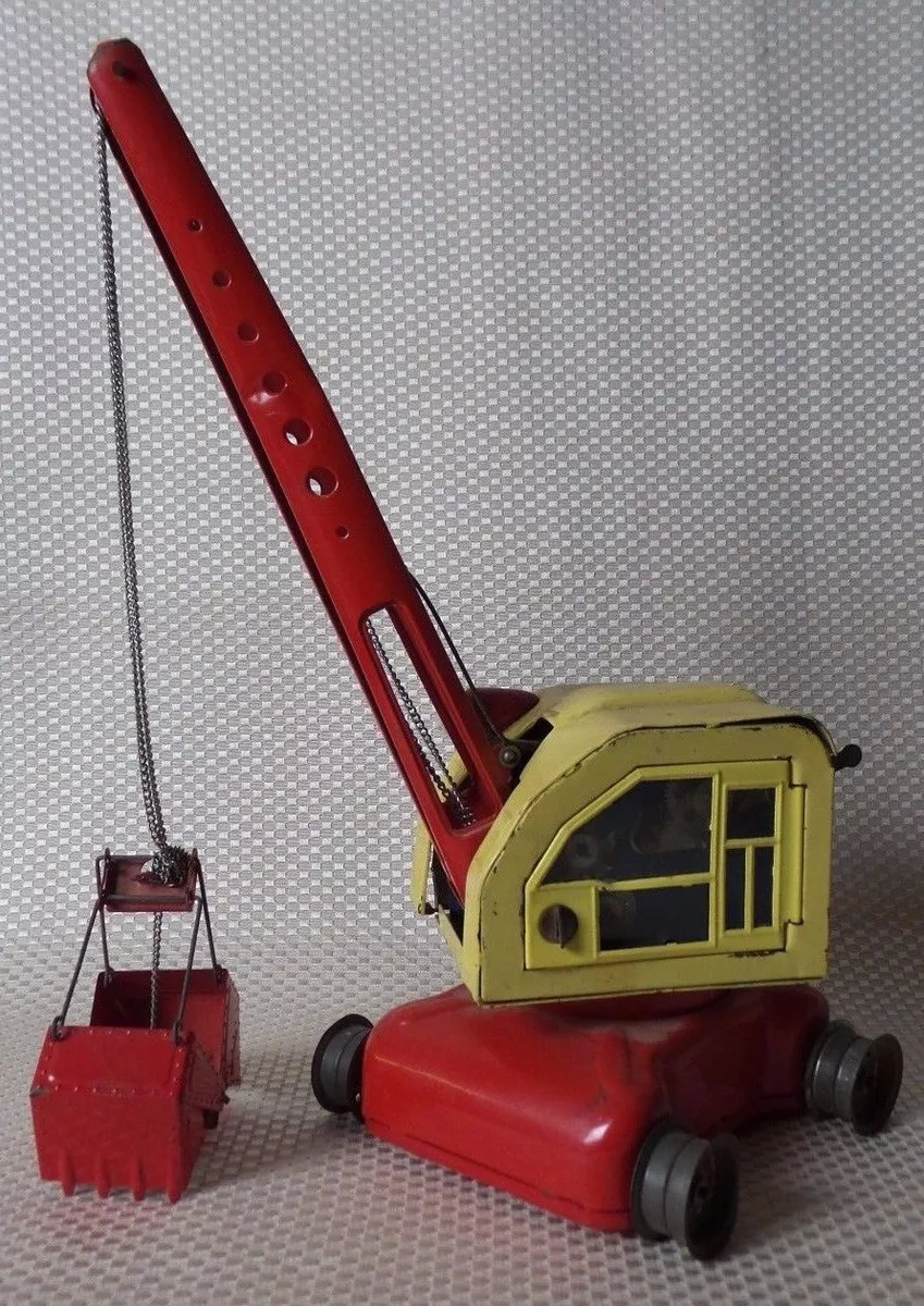 Great Vintage 1960s Linemar Pressed Steel Battery Operated Toy Crane