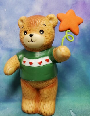 LF5 Enesco Lucy and Me Lucy Rigg Bear in green shirt with orange balloon Altered