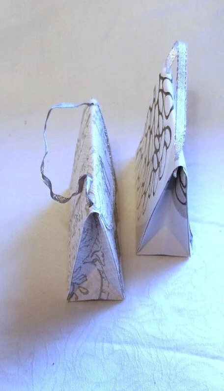 5 handgemachte Geschenktaschen silber/weiß/grau Kommunion/Konfirmation/Taufe... - Bild 2 von 4