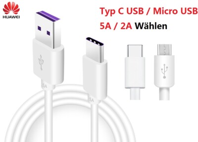 Original Huawei 5A Typ C Micro USB Schnellladung Ladekabel P20 Mate 20 30 Pro Y6