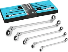 DURATECH Extra Long Flex-Head Double Box End Ratcheting Wrench Set, SAE, 5/16"