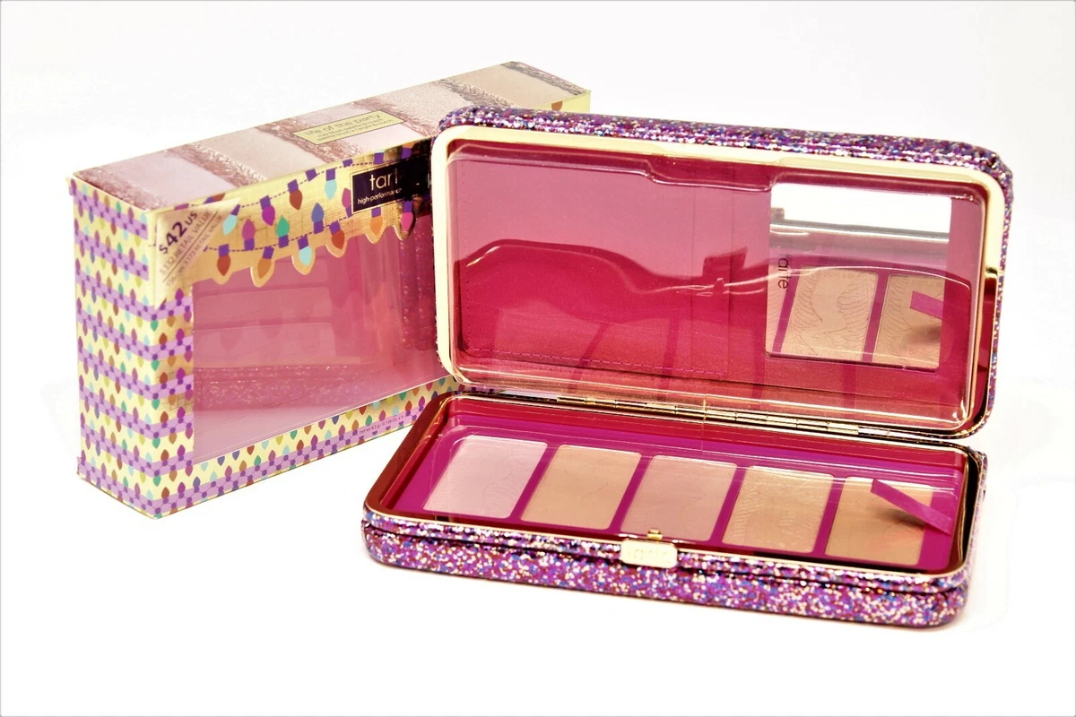 Tarte Life of the Party Clay Blush Cheek Palette Glitter Clutch $132 RetailValue