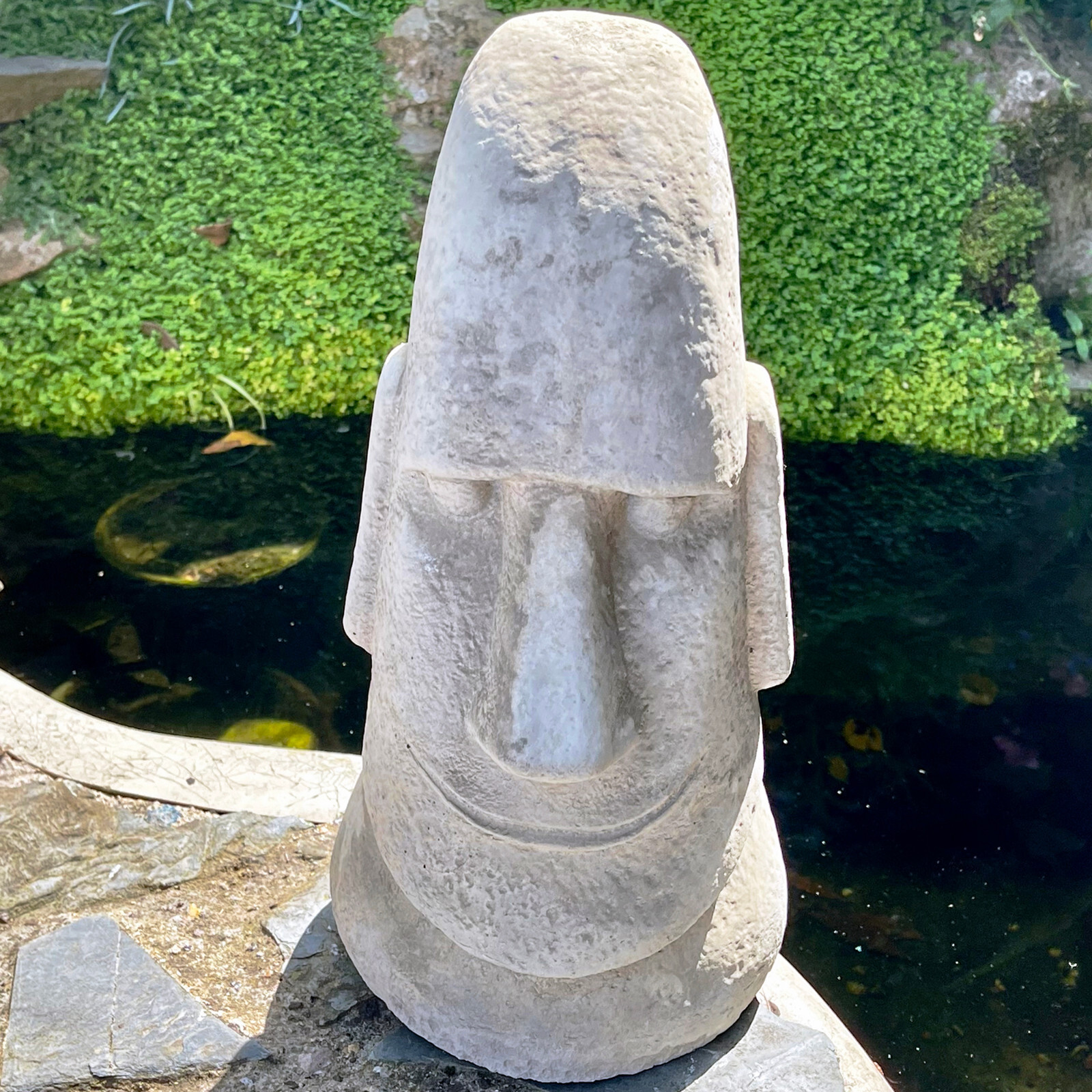Easter Island Head Garden Ornament Stone Antique Grey Moai Face