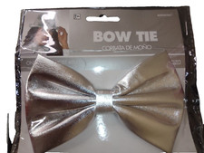 NWT NOVELTY MATALLIC SPARKLY GLITTER SILVER COSTUME BOW TIE BY AMSCAN INC.