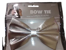NWT NOVELTY MATALLIC SPARKLY GLITTER SILVER COSTUME BOW TIE BY  AMSCAN INC.