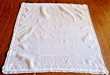 Handkerchief - linen embroidered with flowers, lace entourage - 53cm x53cm