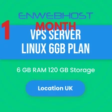 VPS Server Linux 6GB RAM 120 GB Storage Location UK - 1 Month