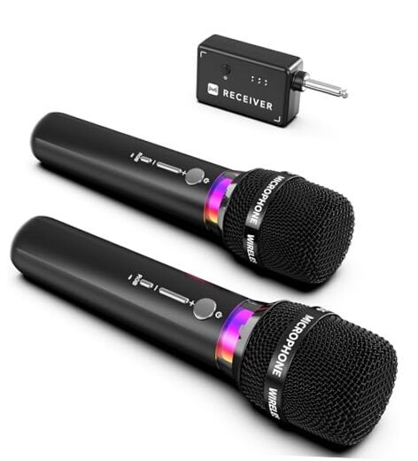 Wireless Microphone, Rechargeable Wireless Dual Microphones with One-to-One