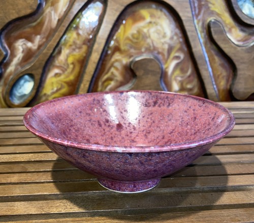 Vintage Art Pottery Bowl Signed MCM Magenta