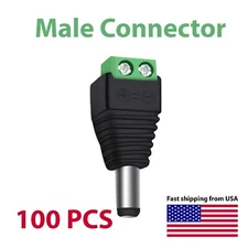 100 Fast Wire DC Connector Alarm System 5.5x2.1mm Male Audio System for CCTV LOT