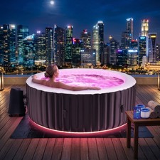 NAIZEA Inflatable Hot Tub with LED Lights 4 Person Blow