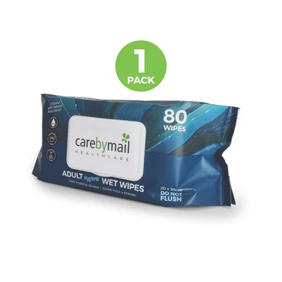 CARE BY MAIL 80 x Wet Wipes for Adults - Large Hygienic Cleansing Body Wet Wipes - Unscented