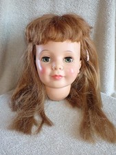 Vintage Ideal Patti Playpal Doll Head Auburn Hair Green Eyes w/Hair Cut