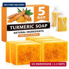 Turmeric Kojic Acid Soap 5 Pack 80g Retinol Collagen Vitamin C SLS Free