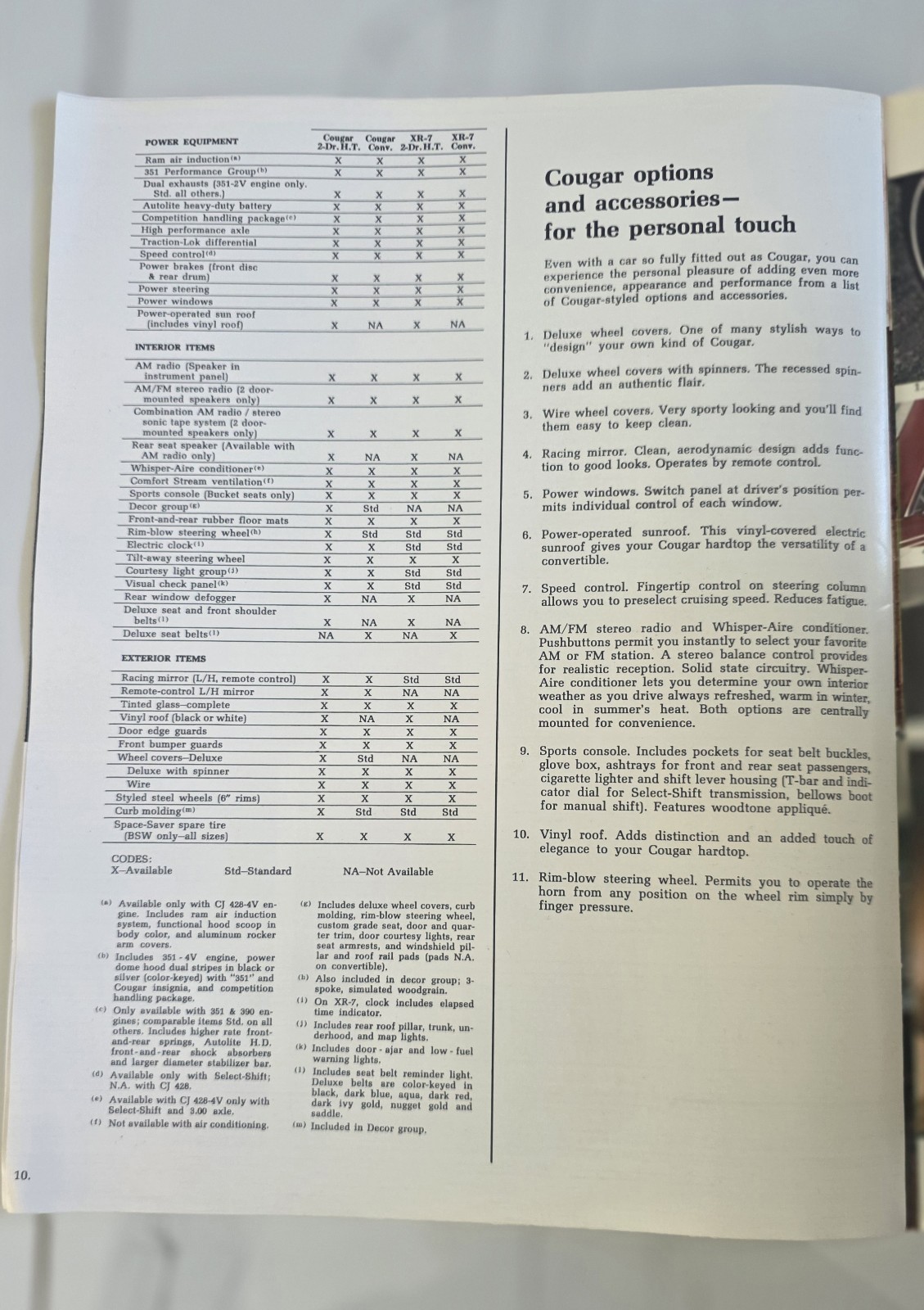 1969 Original Dealership Mercury Cougar CJ 428, XR7, CONVERTIBLE Sales Brochure thumbnail 10