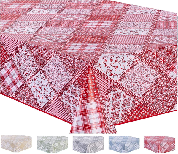 Wachstuch Tischdecke Abwaschbar Eckig 140 X 180 Cm Rot-image
