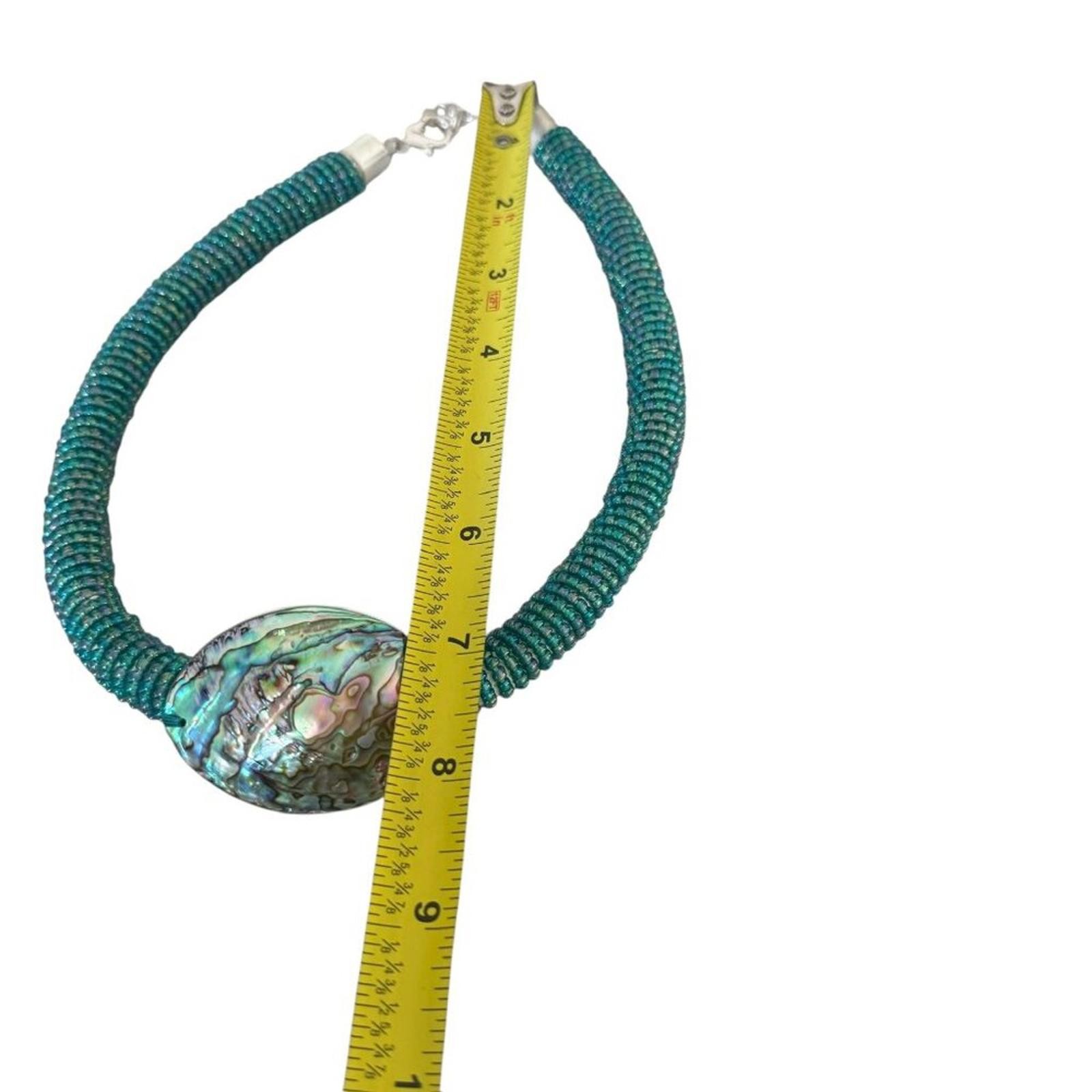 Abalone shell statement large necklace, beaded ab… - image 4