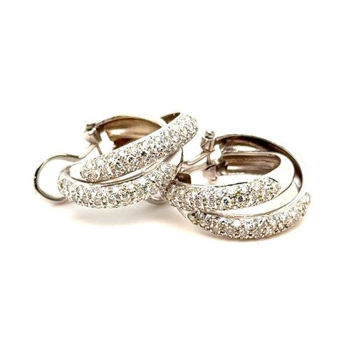 Stunning 14K Gold Diamond Interlink Hoops Earrings