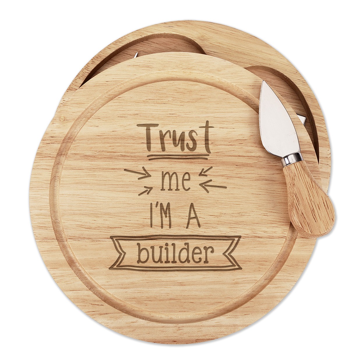 Trust Me I'm A Builder Cheese Board Knife Set Funny Best Favourite