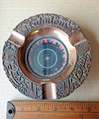 Fabulous Las Vegas Roulette Wheel Ashtray Etched Copper Metal Works Betting Fun
