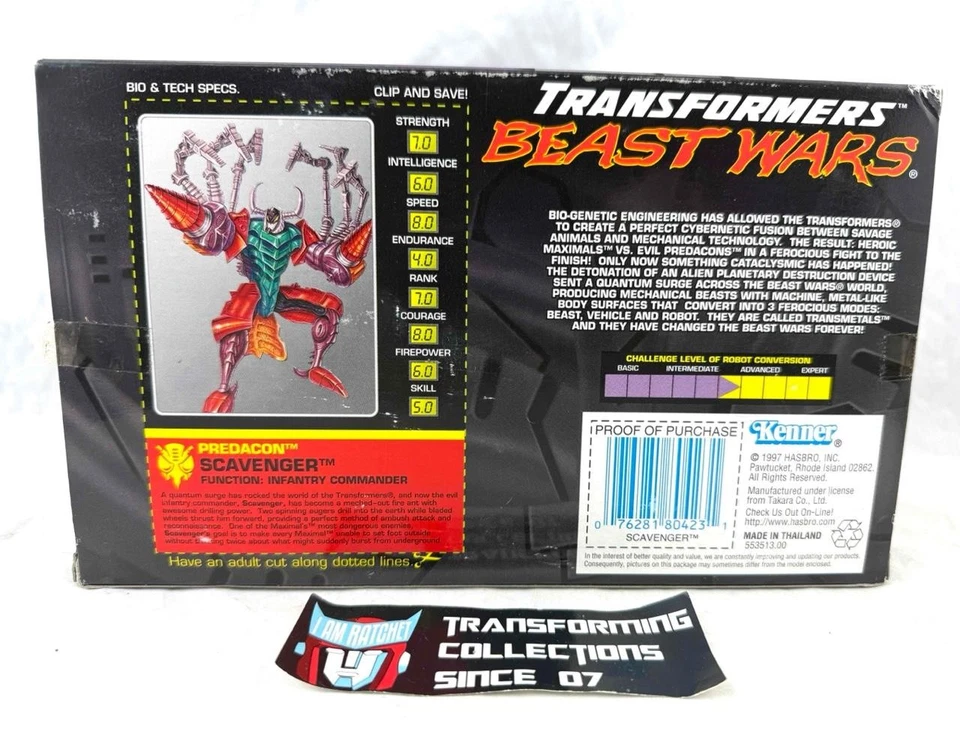 Transformers Beast Wars Transmetals 1997 Scavenger MISB - Image 2 of 2