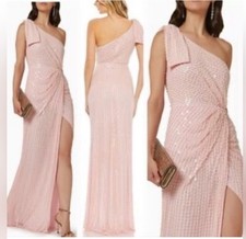 Mac Duggal Pink Pearl Embellished One-Shoulder Soft Tie Gown Size 2 (93735)