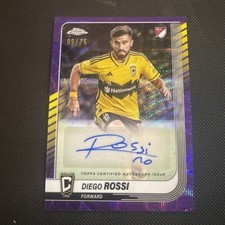 2025 Topps Chrome MLS Diego Rossi Purple /75 Auto Columbus Crew