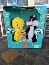 1998 Play by Play Looney Tunes Talkin' Sylvester Tweety Talking Plush Set