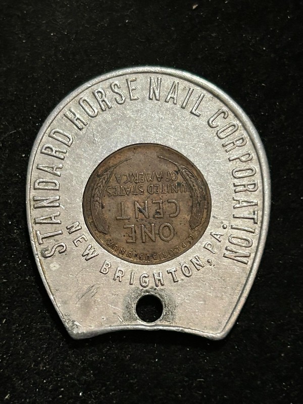1947 New Brighton Pennsylvania Encased Cent Token Standard Horse Nail PA211