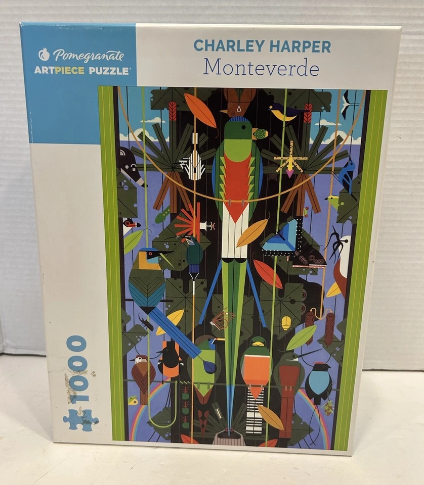 Lote de 4 Rompecabezas Charley Harper 1000 Piezas Arte Granada Aves y Peces Foto 2 de 4