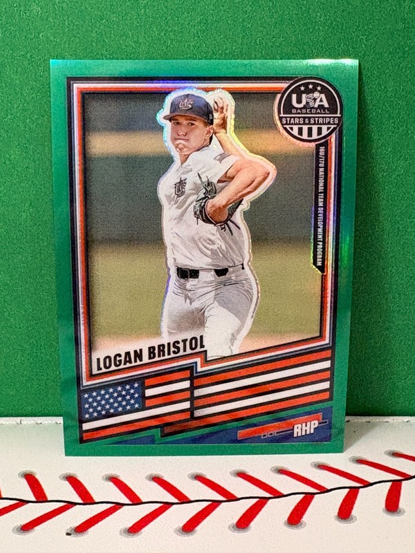 Logan Bristol 2026 Stars & Stripes Prizm USA Baseball Green Prizm