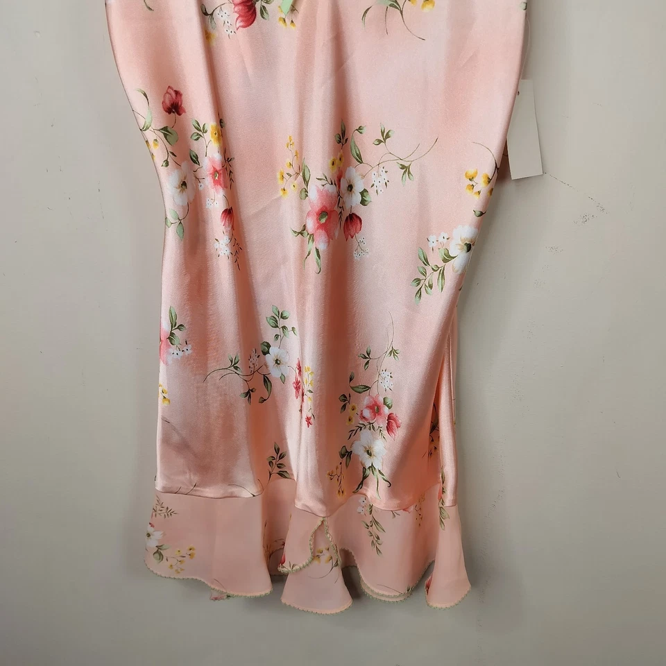 Vestido sin Mangas Maidenform Floral Satén M Mediano Volantes Melocotón Nuevo con Etiquetas Foto 3 de 4