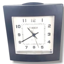 Timex Easy Reader Black Quartz Alarm Clock W/Snooze AA Battery Vintage Working