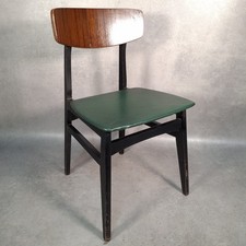 Vintage Mid-Century School Chair Green Vinyl Seat & Bent Ply Backrest MCM 60s