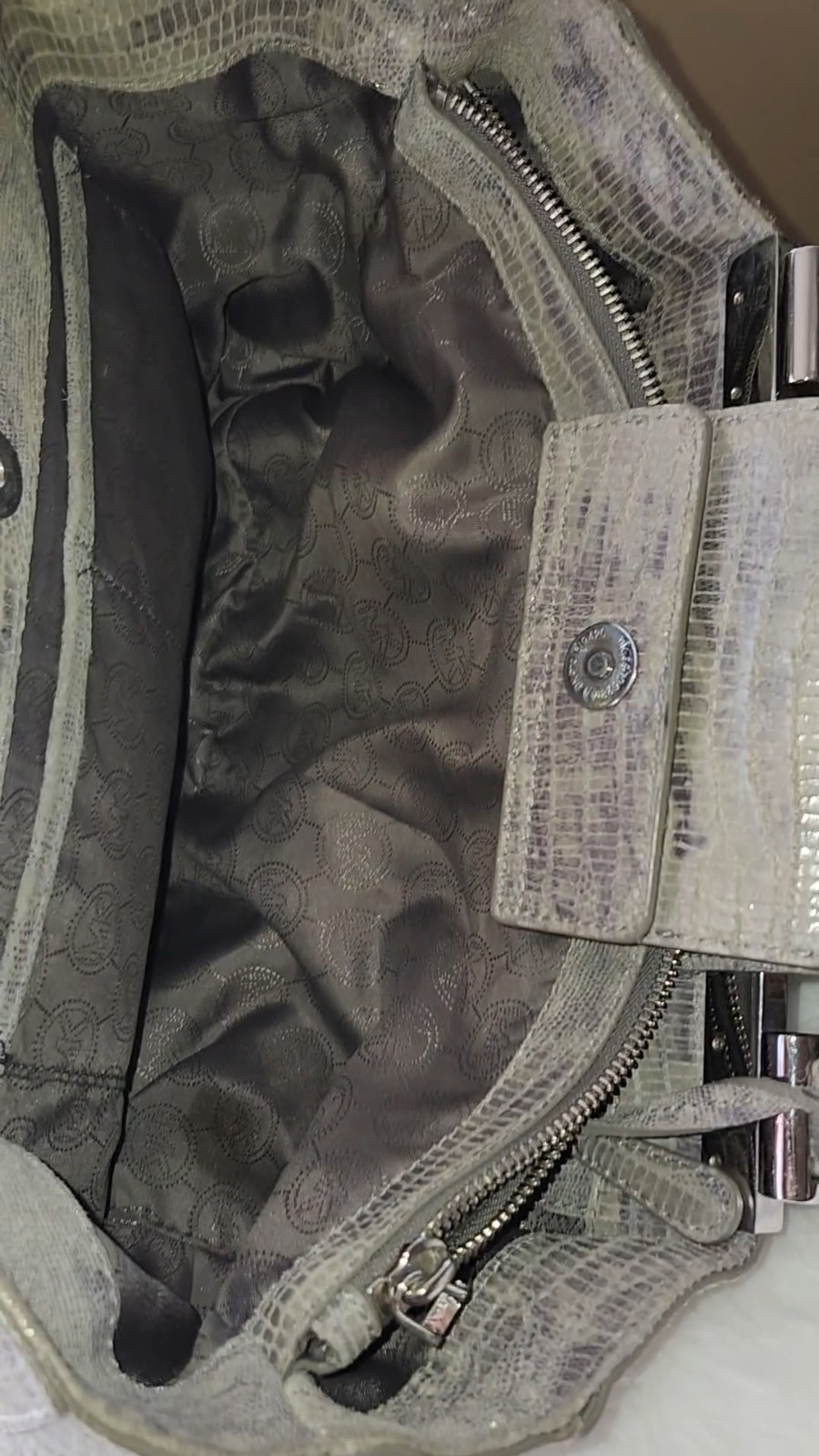 Michael Kors MK Gray Python Leather Top Zip E/W T… - image 11