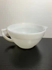 Vintage Fire King Milk Glass Wide Banded Batter Bowl W/Pour Spout & D Handle EUC