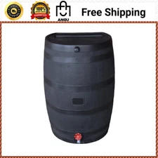 Durable Plastic Rain Barrel 50 Gal w/. Spigot Collect Rainwater Water Shortage