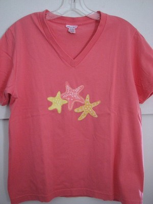 Womens Fresh Produce T-Shirt Size XS Tee V-Neck Starfish Beachy Sea fpro56 Mint!