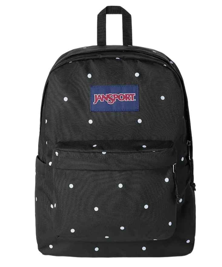 JanSport SuperBreak Backpack Polka Dot Black School Bag Authentic