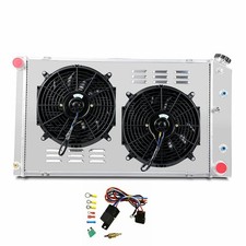 Full Aluminum 3 Row Radiator with 2 12 Inch Fans Shroud Relay Kit for 1968-1987