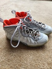 Nike Little Posite Pro GS 7Y Foamposite Platinum Gray Orange Basketball Shoes