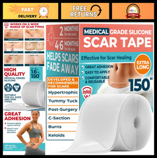 Medical Silicone Scar Tape - Transparent 1.6"x150" - Reusable Sheets for Keloid