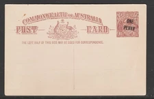 1923 KGV POSTCARD 1d ON 1½d BROWN "MIS-PLACED" OVERPRINT ACSC P58 $1250 SCARCE!