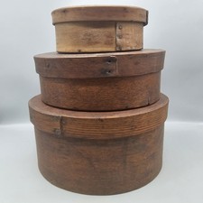 Antique Bentwood Oval Pantry Box Set of 3 ? Primitive Shaker Style Farm House