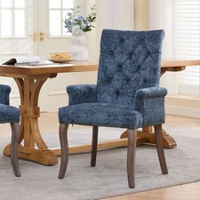 Upholstered Chenille Fabric Accent Dining Chair, Curved Solid Wood Legs, Elega