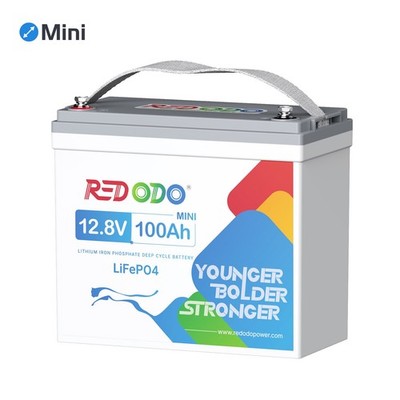 Redodo 12V 100Ah Mini Lithium LiFePO4 Battery Smallest For RV Trolling Motor