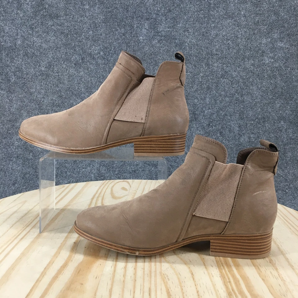 Mia Botas Mujer 8.5 Chelsea Beige Imitación Cuero Tobillo Pull On Block Tacones Foto 2 de 4