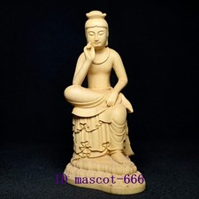 4.9 Inch Chinese Boxwood Hand carved Maitreya Thought Buddha Statue Collection