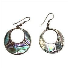 Hecho En Mexico Abalone Hoop Earrings 